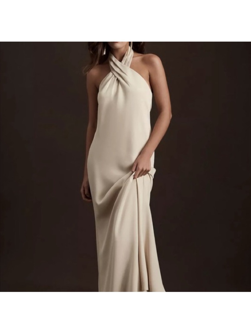 BHLDN Ruby Twist Halter Maxi Dress in Light Beige